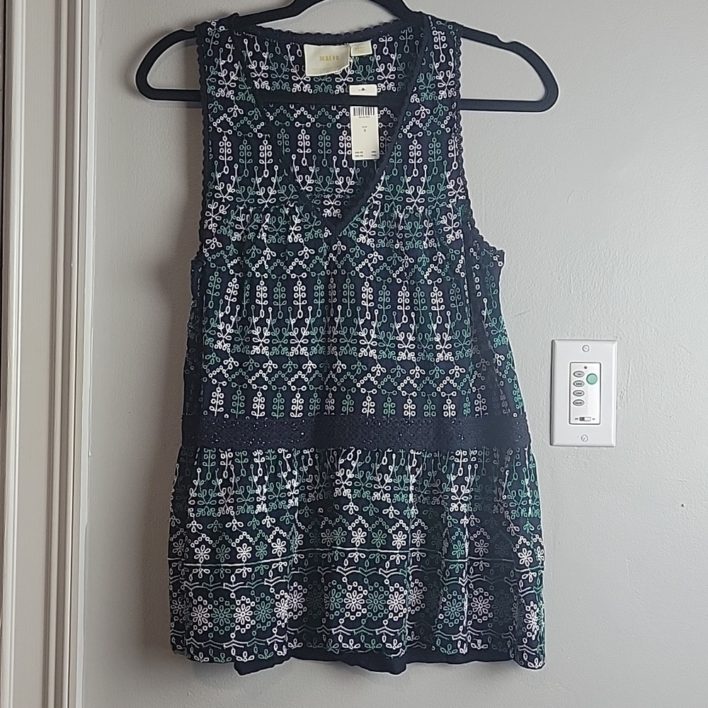 Maeve By Anthropologie-NWT- Cammie Embroidered Peplum Top-Size Small - Picture 8 of 17